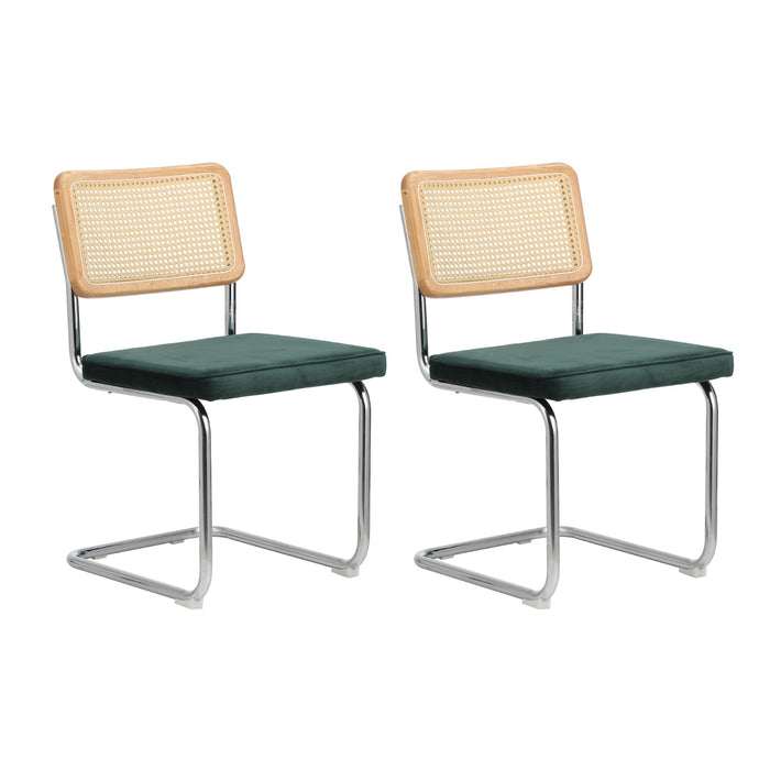 60Cm Round Dining Table With 2Pcs Dining Chairs Velvet White & Green