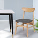 2x Dining Chair Kitchen Table Natural Wood Linen Fabric
