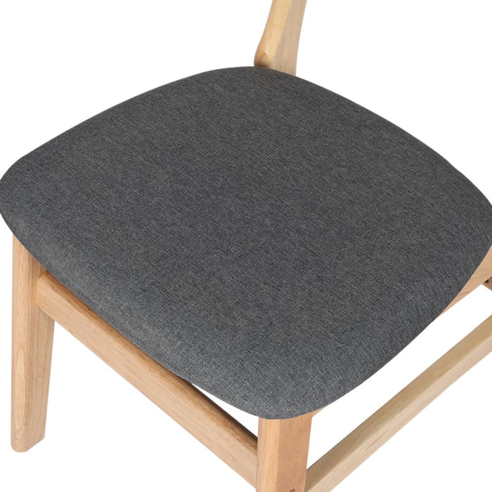 2x Dining Chair Kitchen Table Natural Wood Linen Fabric