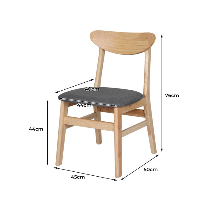 2x Dining Chair Kitchen Table Natural Wood Linen Fabric