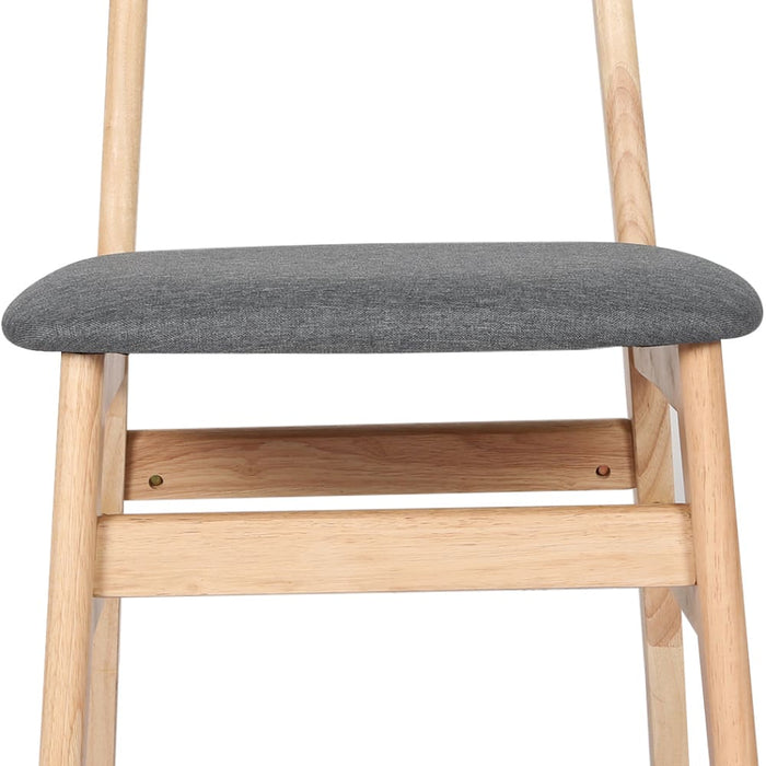 2x Dining Chair Kitchen Table Natural Wood Linen Fabric