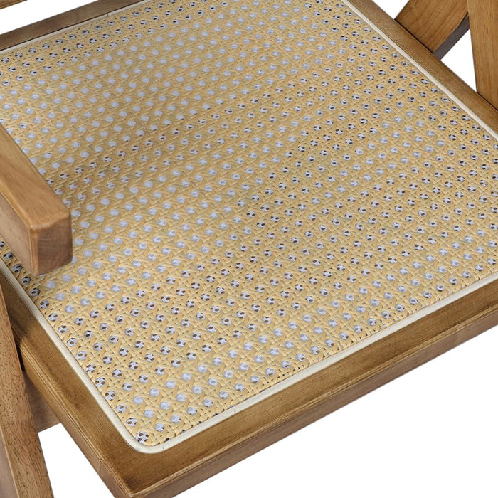 1x Dining Chair Solid Wood Rattan Armchair Wicker Accent