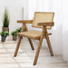 1x Dining Chair Solid Wood Rattan Armchair Wicker Accent