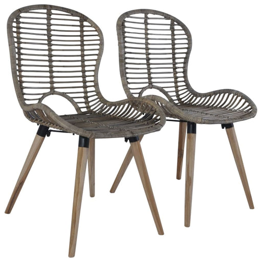 Dining Chairs 2 Pcs Brown Natural Rattan Xalnpt