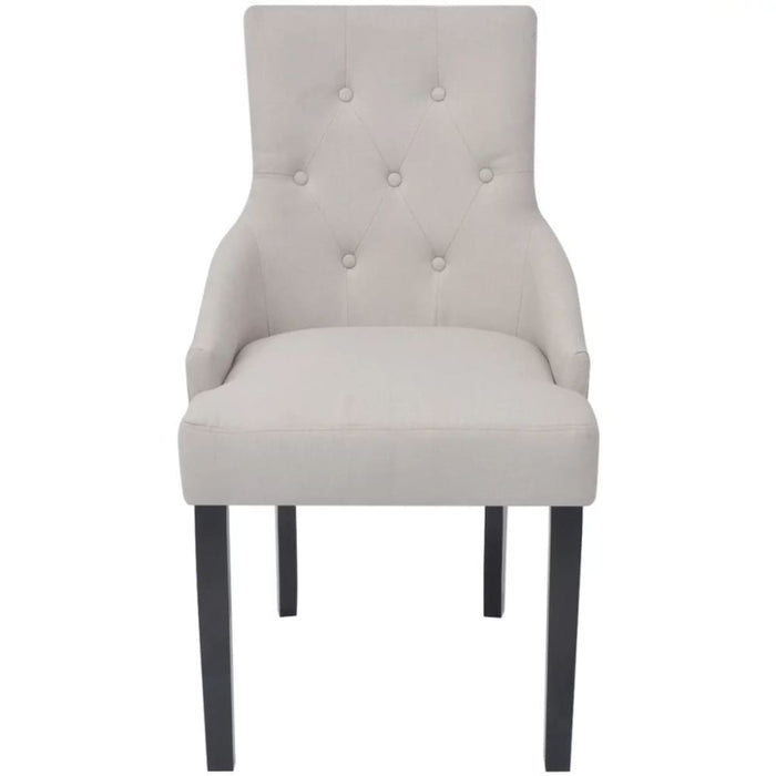 Dining Chairs 2 Pcs Cream Grey Fabric Gl601