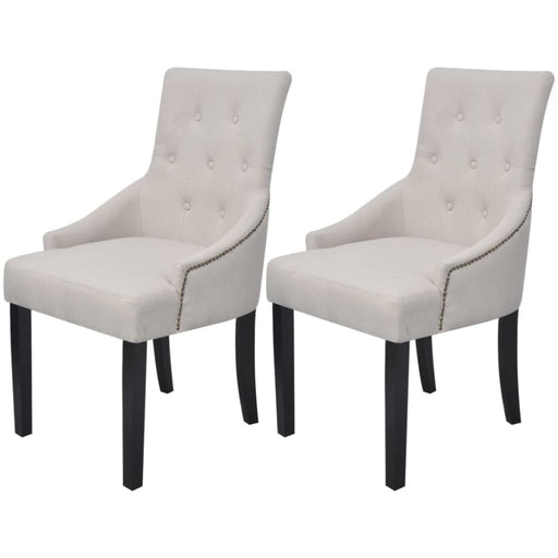 Dining Chairs 2 Pcs Cream Grey Fabric Gl601
