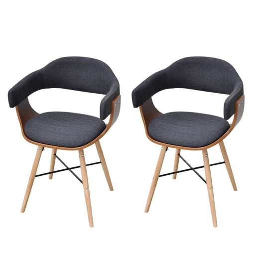 Dining Chairs 2 Pcs Dark Grey Bent Wood And Fabric Gl56616