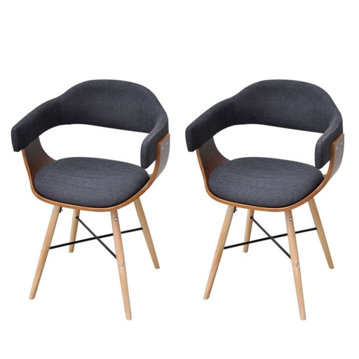 Dining Chairs 2 Pcs Dark Grey Bent Wood and Fabric Gl56616