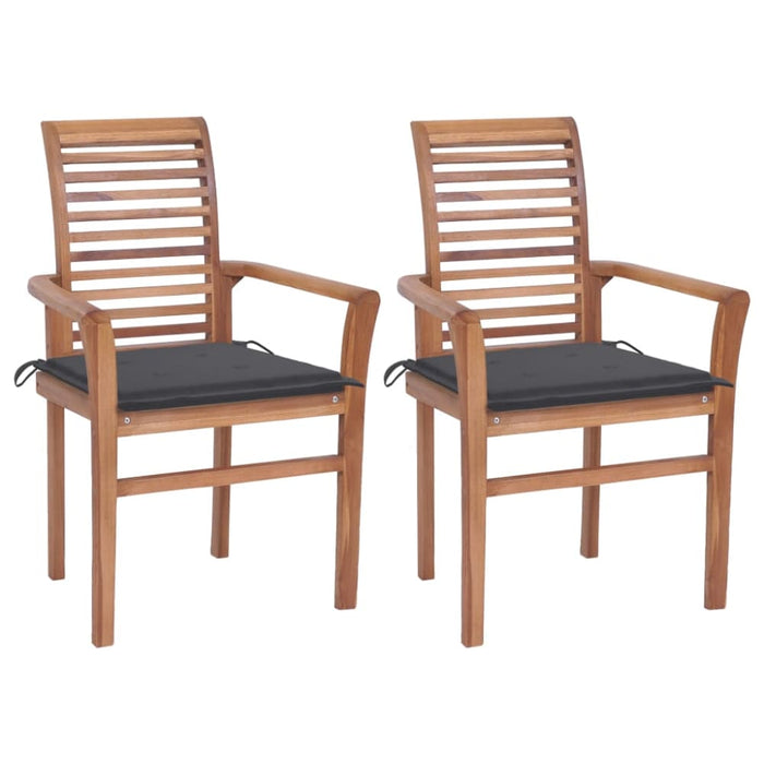 Dining Chairs 2 Pcs with Anthracite Cushions Solid Teak