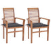 Dining Chairs 2 Pcs with Anthracite Cushions Solid Teak