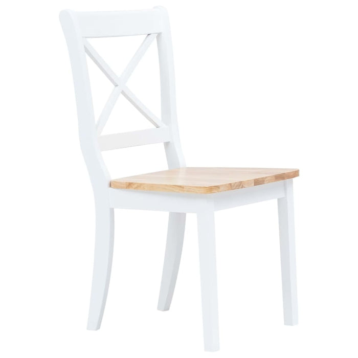 Dining Chairs 2 Pcs White and Light Wood Solid Rubber Xaitpn
