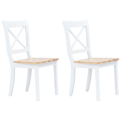 Dining Chairs 2 Pcs White And Light Wood Solid Rubber Xaitpn