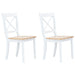 Dining Chairs 2 Pcs White and Light Wood Solid Rubber Xaitpn