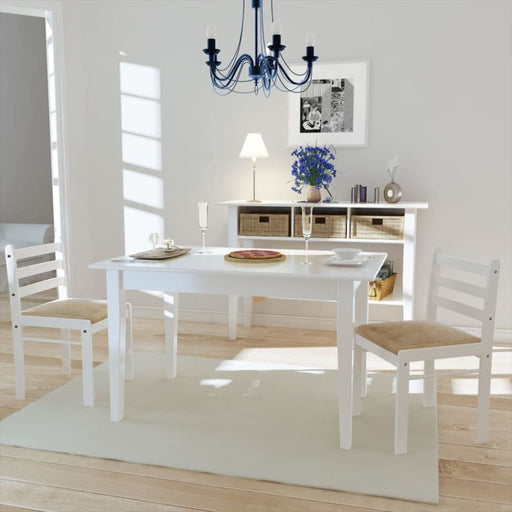 Dining Chairs 2 Pcs White Solid Rubber Wood And Velvet