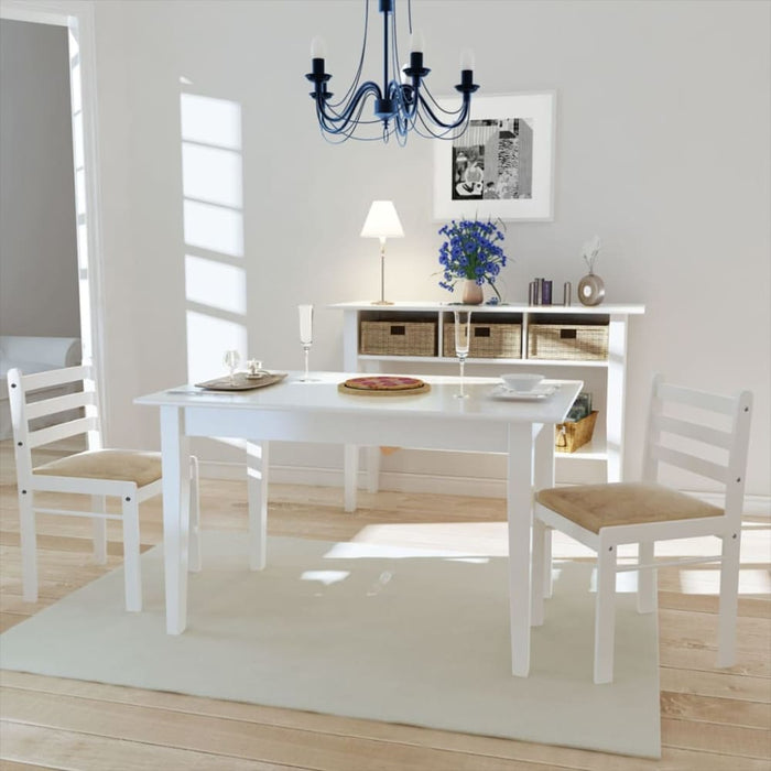 Dining Chairs 2 Pcs White Solid Rubber Wood And Velvet