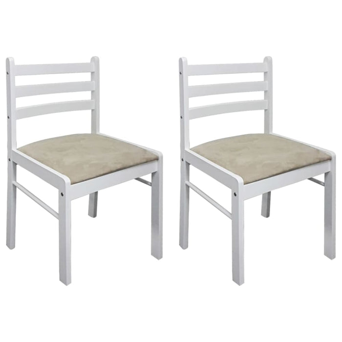 Dining Chairs 2 Pcs White Solid Rubber Wood And Velvet