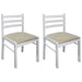 Dining Chairs 2 Pcs White Solid Rubber Wood And Velvet