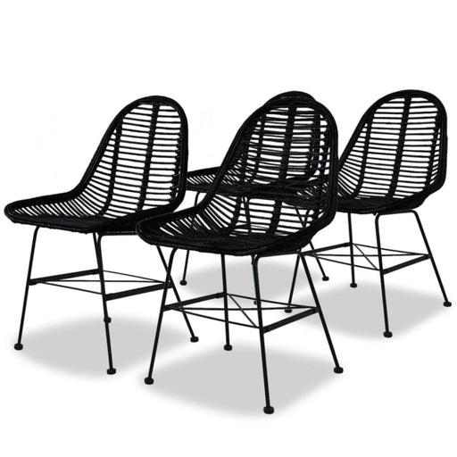 Dining Chairs 4 Pcs Black Natural Rattan Xaapix