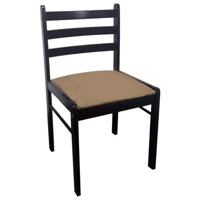 Dining Chairs 4 Pcs Brown Solid Rubber Wood and Velvet