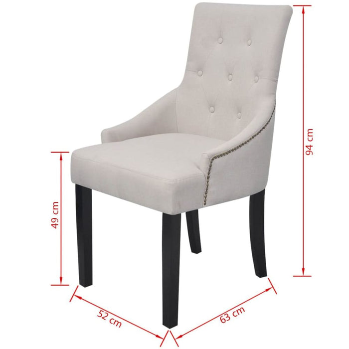 Dining Chairs 4 Pcs Cream Grey Fabric Gl44556