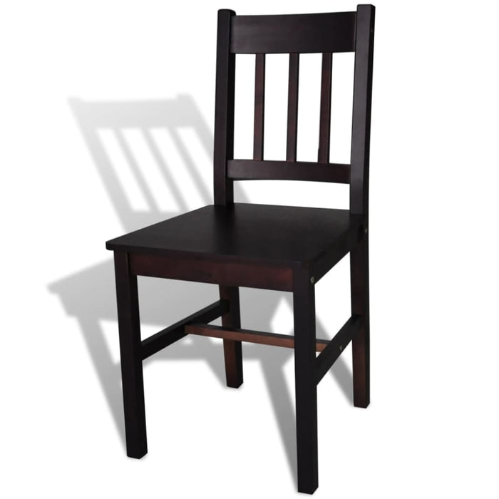 Dining Chairs 4 Pcs Dark Brown Pinewood Gl569151