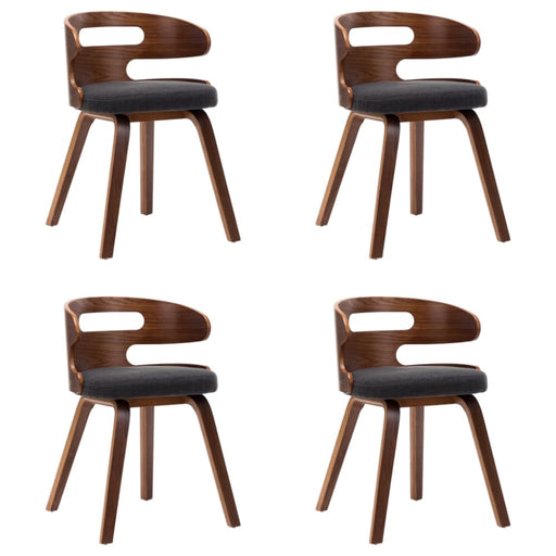 Dining Chairs 4 Pcs Dark Grey Bent Wood And Fabric Gl4085