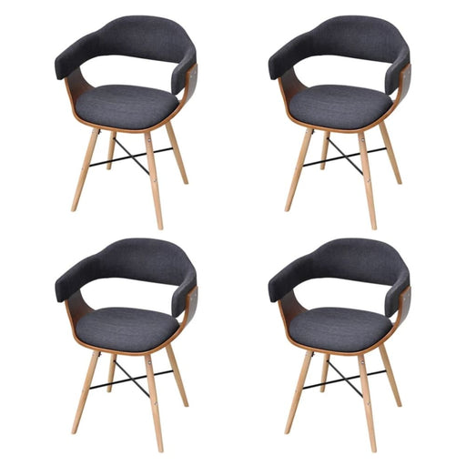 Dining Chairs 4 Pcs Dark Grey Bent Wood and Fabric Gl532196