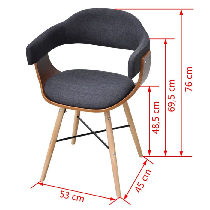 Dining Chairs 4 Pcs Dark Grey Bent Wood And Fabric Gl532196