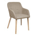 Dining Chairs 4 Pcs With Oak Frame Beige Fabric And Solid