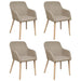 Dining Chairs 4 Pcs With Oak Frame Beige Fabric And Solid