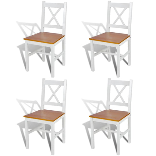 Dining Chairs 4 Pcs White Pinewood Gl571151