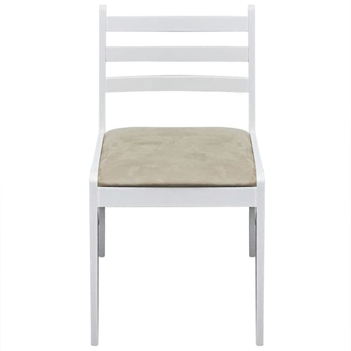 Dining Chairs 4 Pcs White Solid Rubber Wood And Velvet