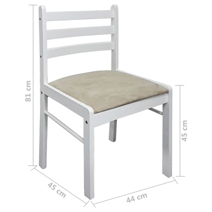 Dining Chairs 4 Pcs White Solid Rubber Wood And Velvet
