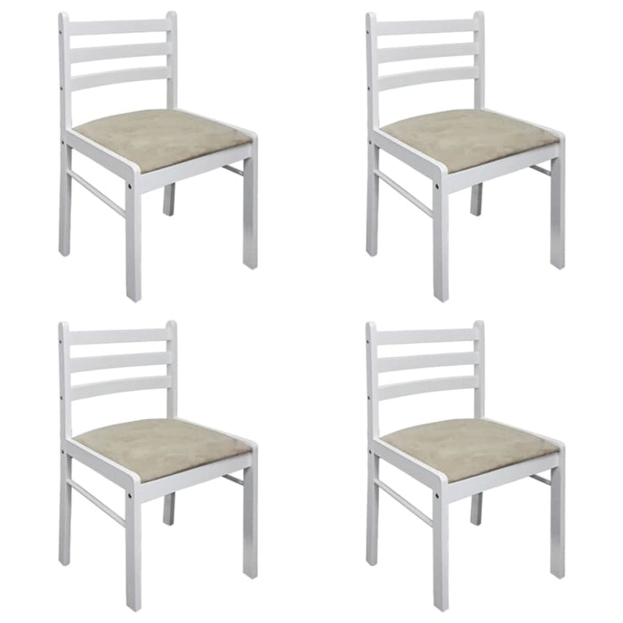 Dining Chairs 4 Pcs White Solid Rubber Wood And Velvet