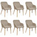 Dining Chairs 6 Pcs Beige Fabric And Solid Oak Wood Gl4675