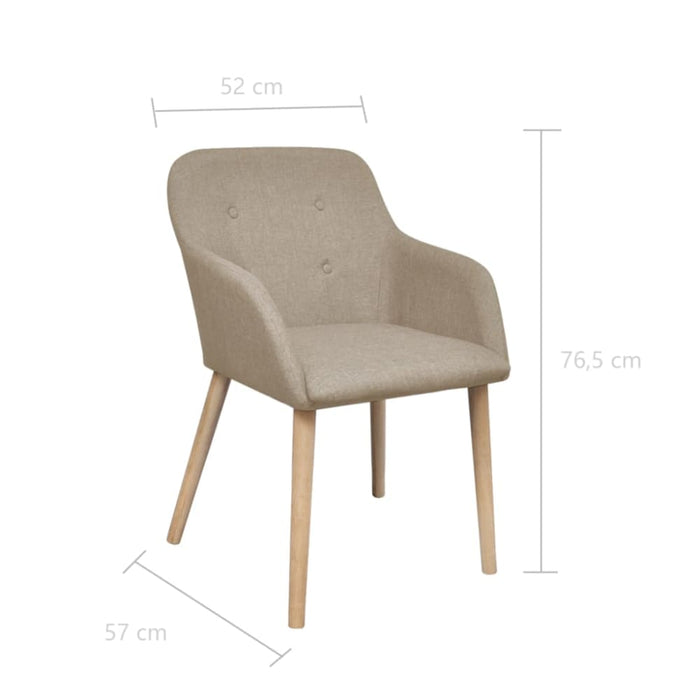 Dining Chairs 6 Pcs Beige Fabric And Solid Oak Wood Gl4675