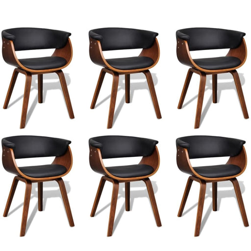 Dining Chairs 6 Pcs Bent Wood And Faux Leather Gl47355
