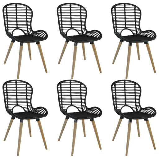 Dining Chairs 6 Pcs Black Natural Rattan Gl4175