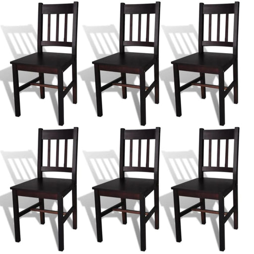Dining Chairs 6 Pcs Brown Pinewood Gl475199