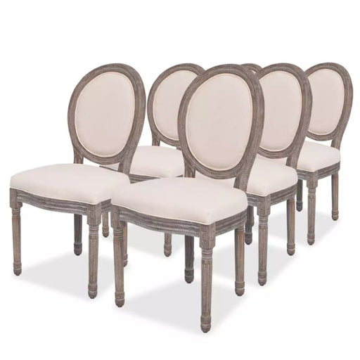 Dining Chairs 6 Pcs Cream Fabric Gl5356