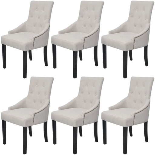 Dining Chairs 6 Pcs Cream Grey Fabric Gl4445
