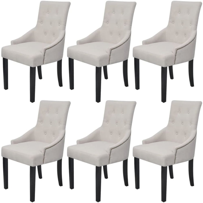 Dining Chairs 6 Pcs Cream Grey Fabric Gl4445