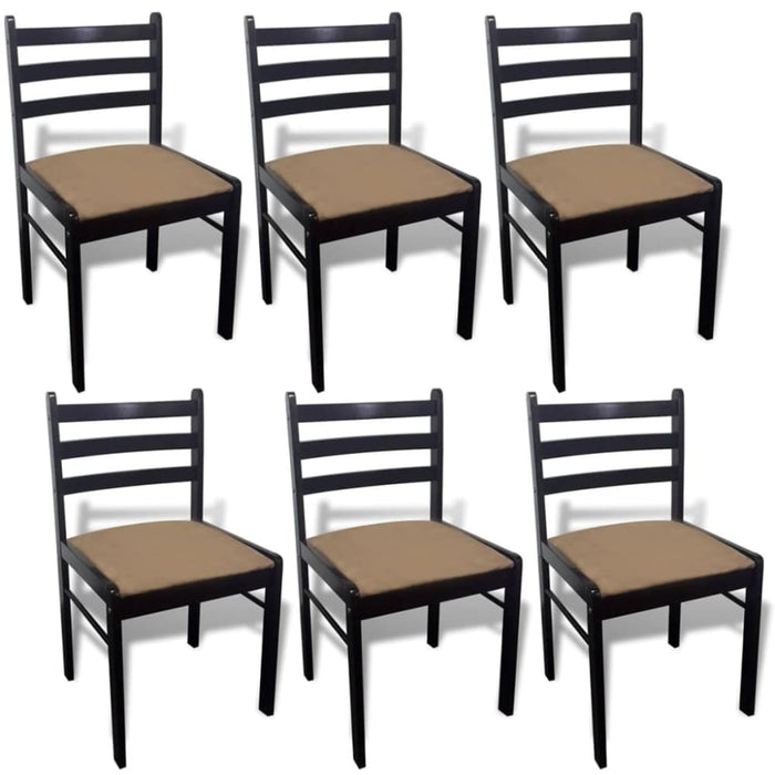 Dining Chairs 6 Pcs Brown Solid Wood And Velvet Xixbko