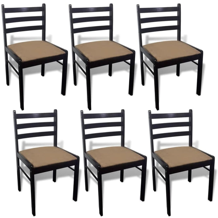 Dining Chairs 6 Pcs Brown Solid Wood and Velvet Xixbko