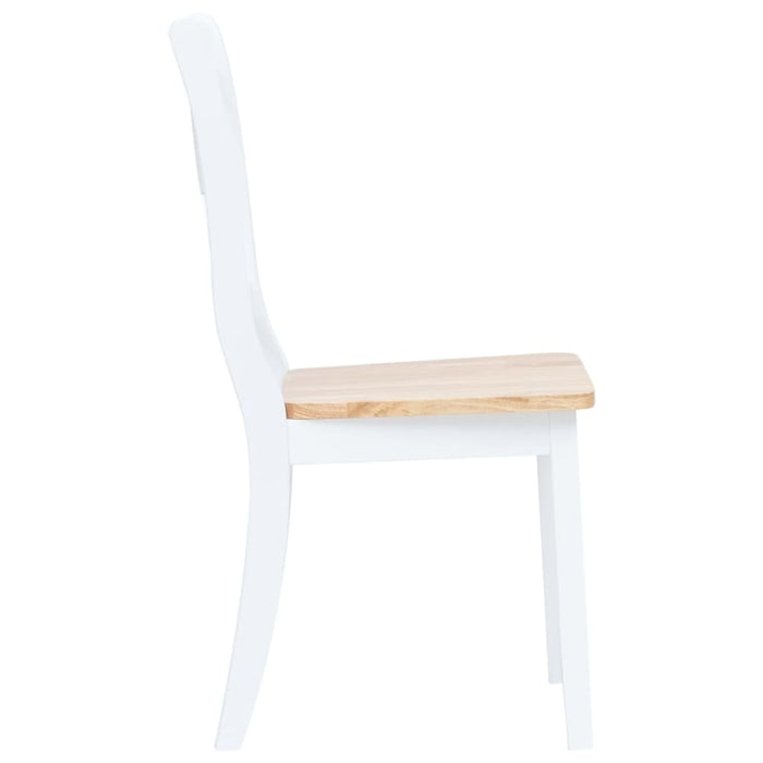 Dining Chairs 6 Pcs White and Light Wood Solid Rubber Xiipaa
