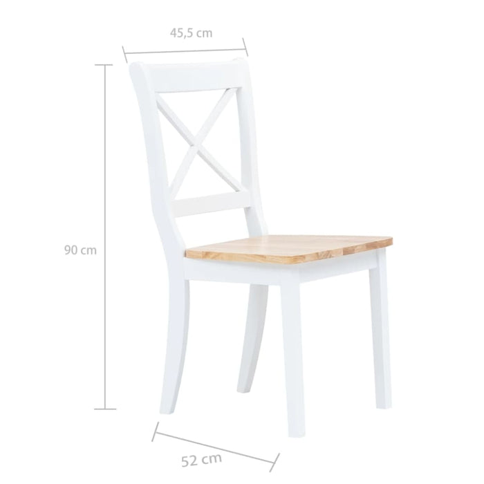 Dining Chairs 6 Pcs White and Light Wood Solid Rubber Xiipaa