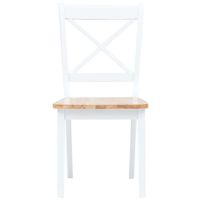 Dining Chairs 6 Pcs White and Light Wood Solid Rubber Xiipaa