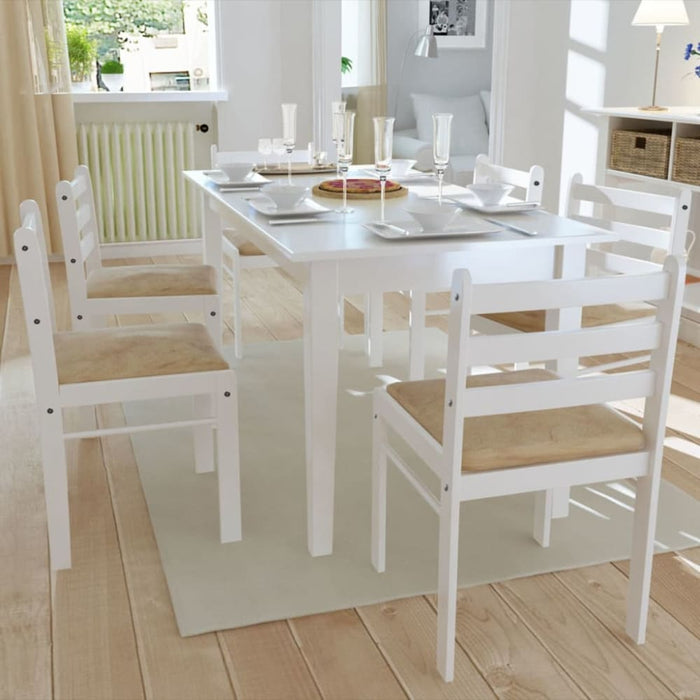 Dining Chairs 6 Pcs White Solid Wood And Velvet Xixbkx