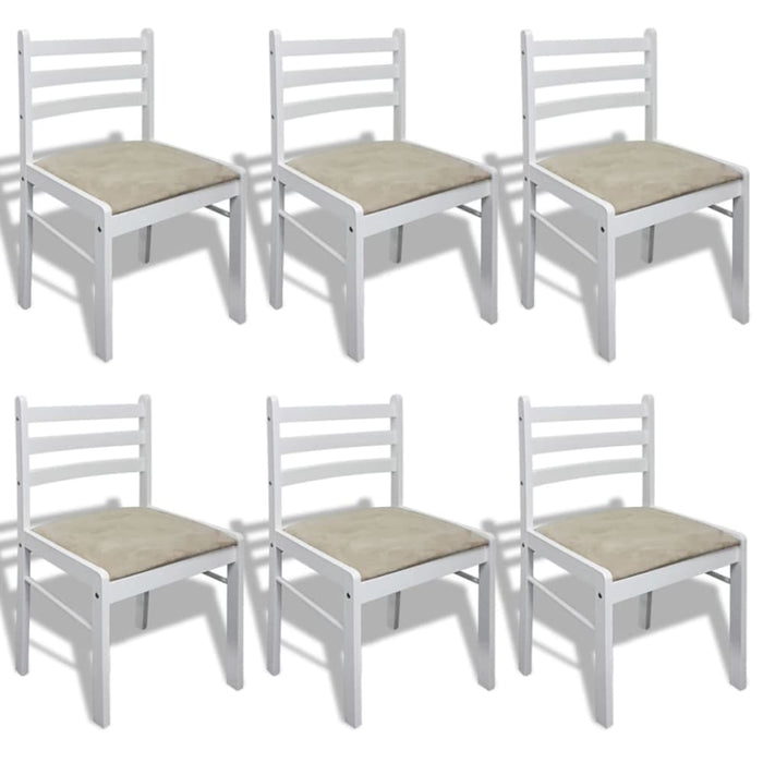 Dining Chairs 6 Pcs White Solid Wood And Velvet Xixbkx