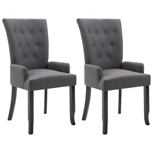 Dining Chairs With Armrests 2 Pcs Dark Grey Fabric Gl58569